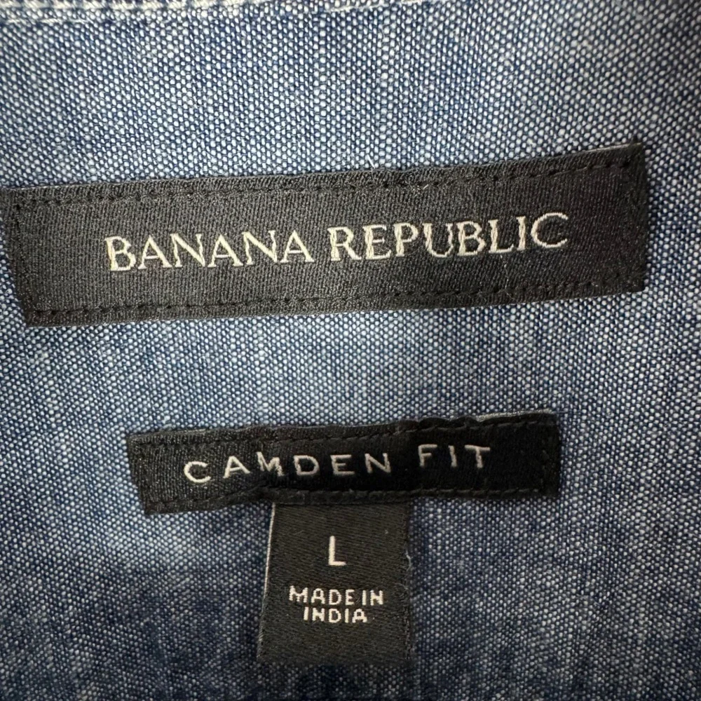 Banana Republic Cotton Chambray Camden Fit Button Down Shirt Mens Large Blue